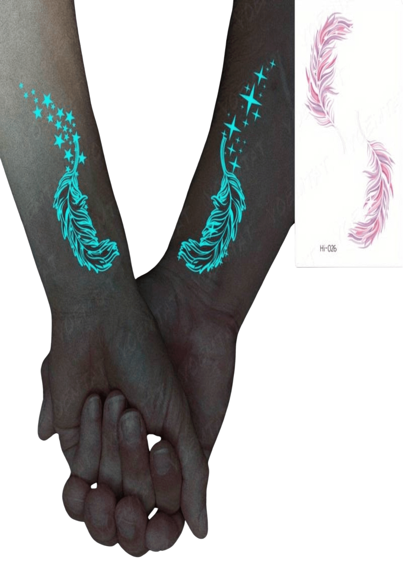 TeMaRo 3cm X 5cm (Not an A4 size) Temporary Tatoo Feathers Luminous