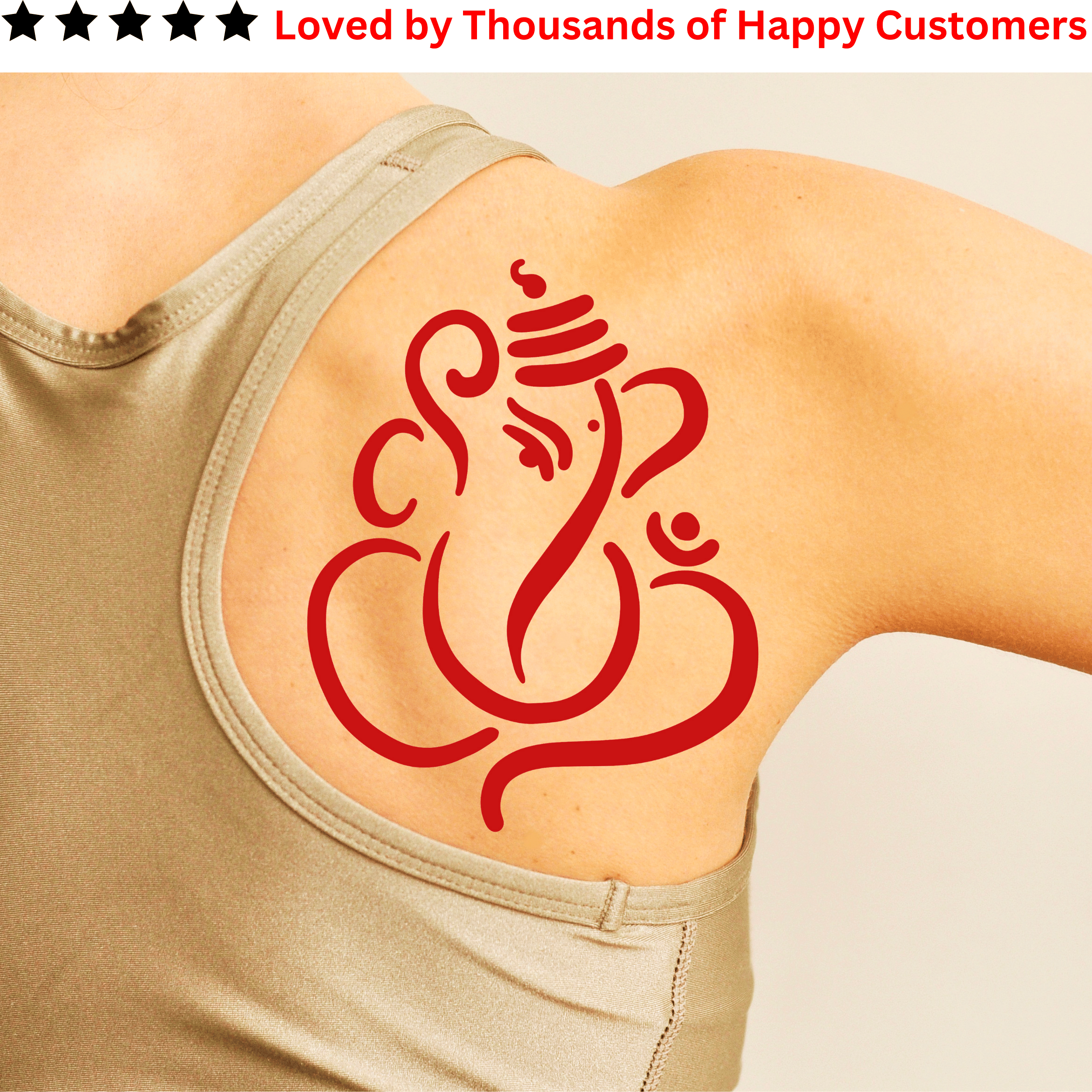 TeMaRo™ 4 X A6 Ganeshas Red Ganesha Vinayagar Tattoo