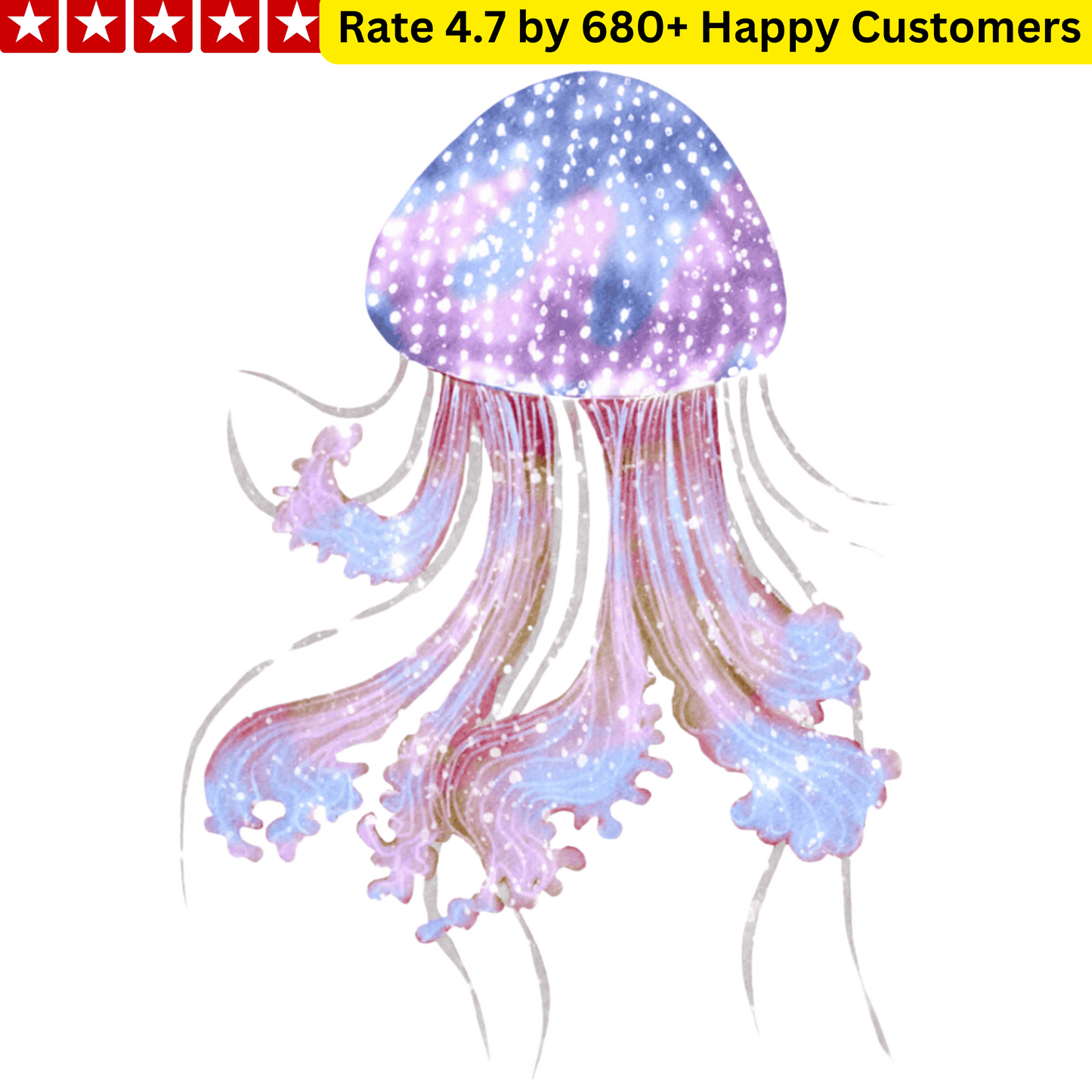 TeMaRo™ 4 X A6 Jellyfish Tattoos Long Lasting Fake Tattoos