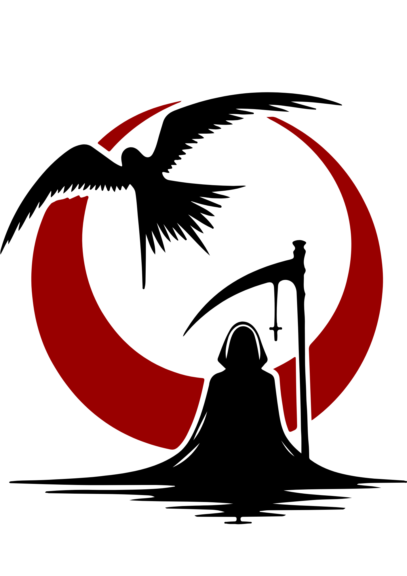 TeMaRo™ A6 - 4 Copies Death and Blood Moon Tattoo Design