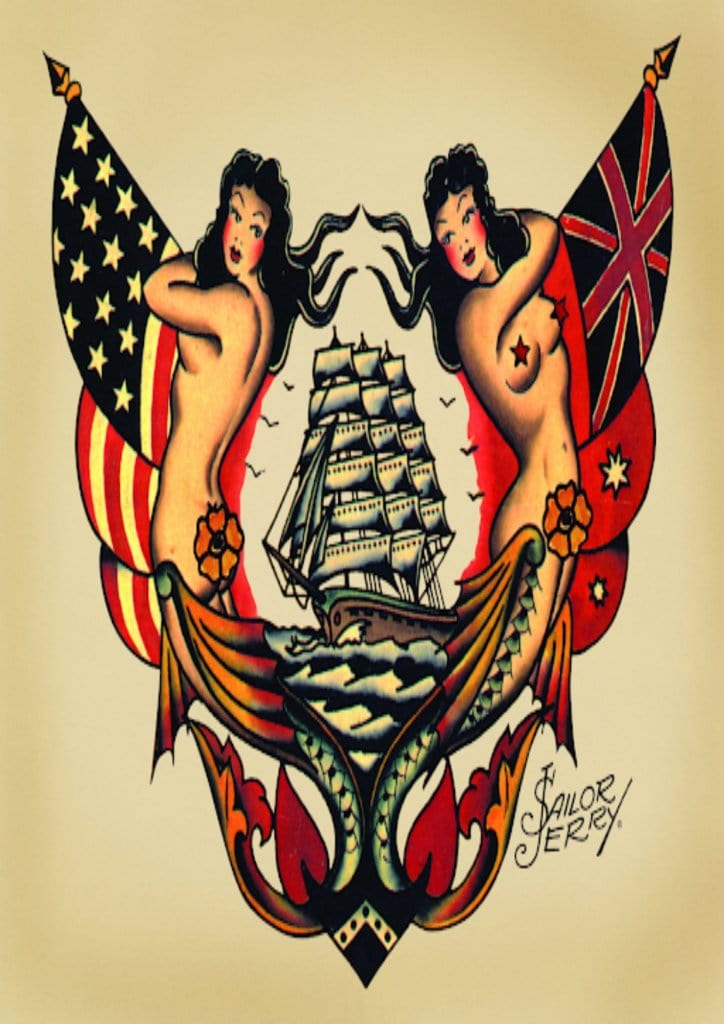 TeMaRo™ American Sailor Mermaid Tattoo