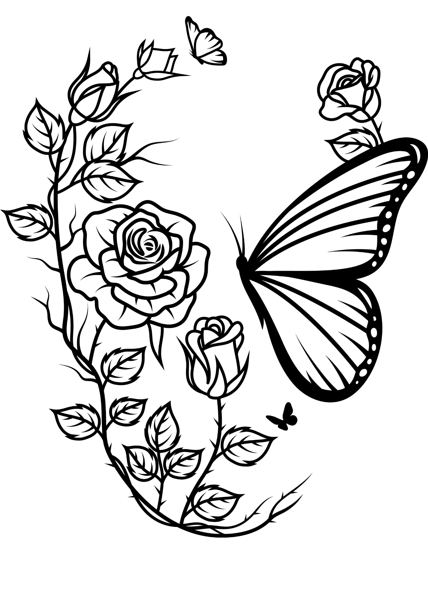 TeMaRo™ Butterfly Tattoo with Flowers