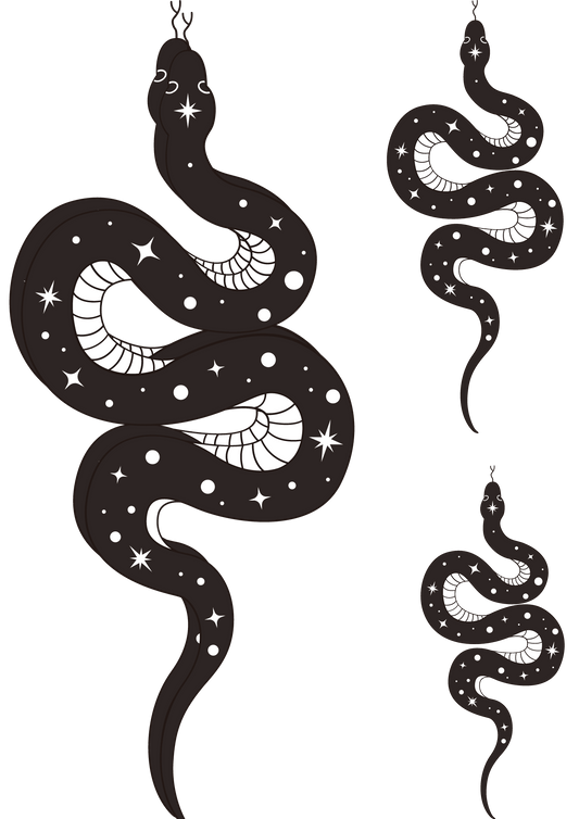 TeMaRo™ Celestial Floral Snake Tattoo