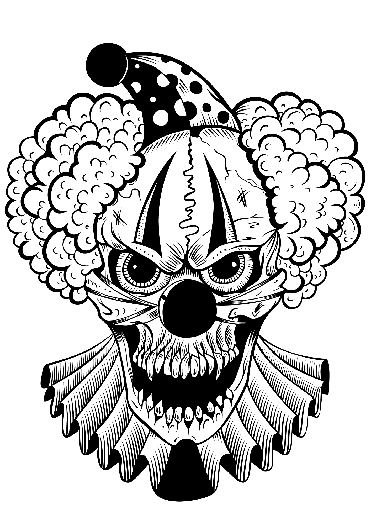 TeMaRo™ Creepy Clown Head Horror Tattoo