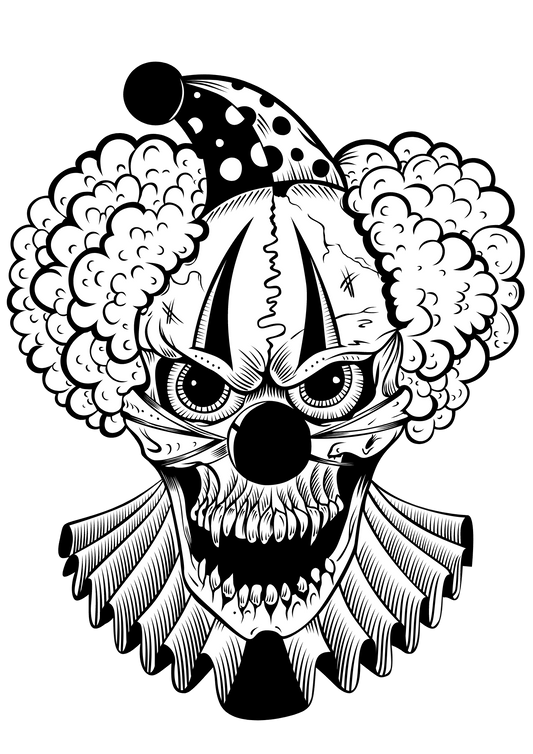 TeMaRo™ Creepy Clown Head Horror Tattoo