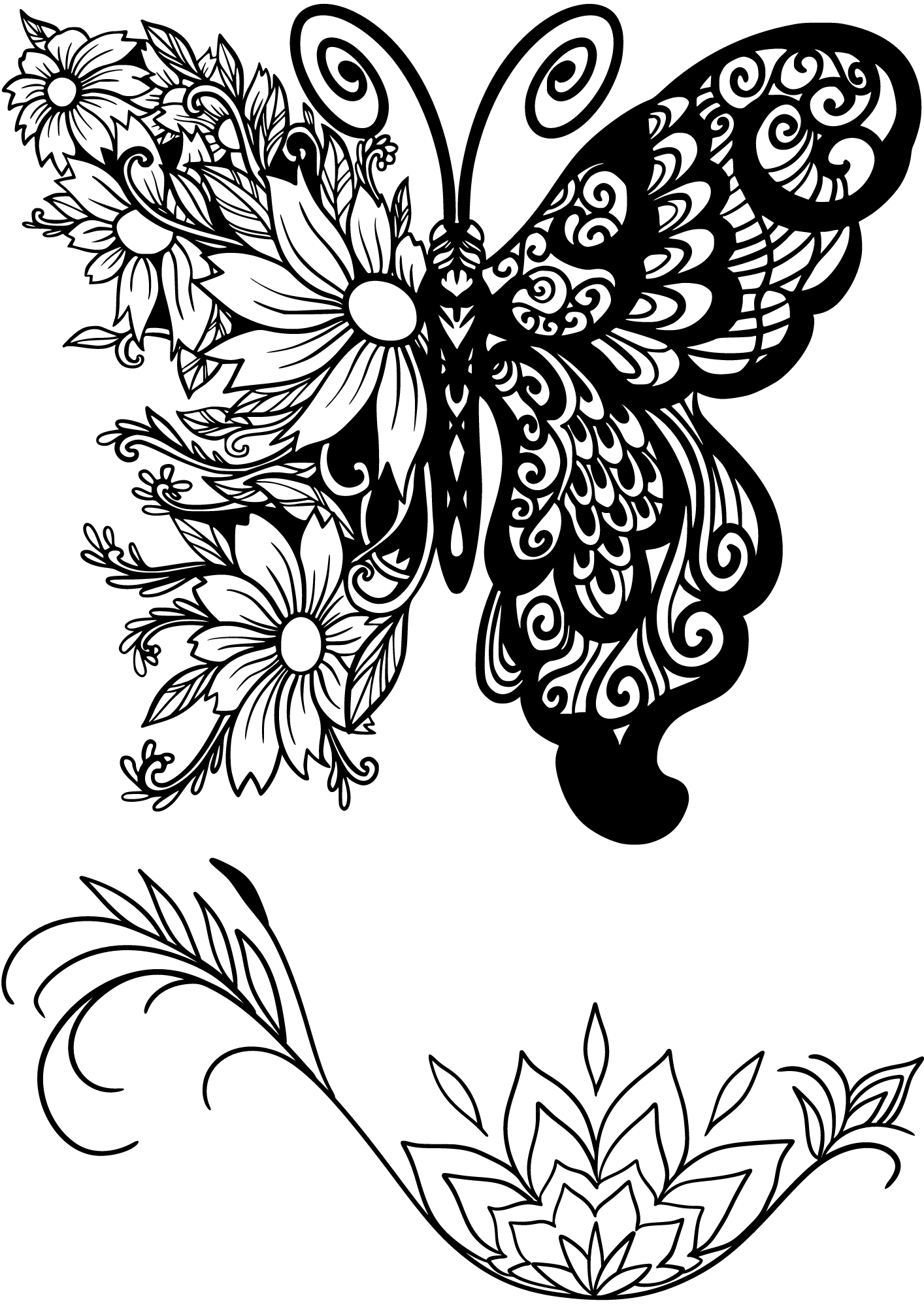 TeMaRo™ Elegant Mandala Design Tattoo - Butterfly and Flower