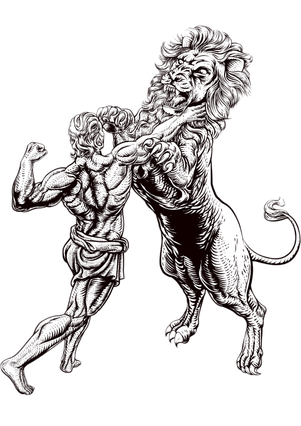 TeMaRo™ Fake Tattoo Chest - Samson and Lion