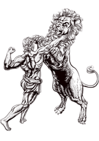 TeMaRo™ Fake Tattoo Chest - Samson and Lion