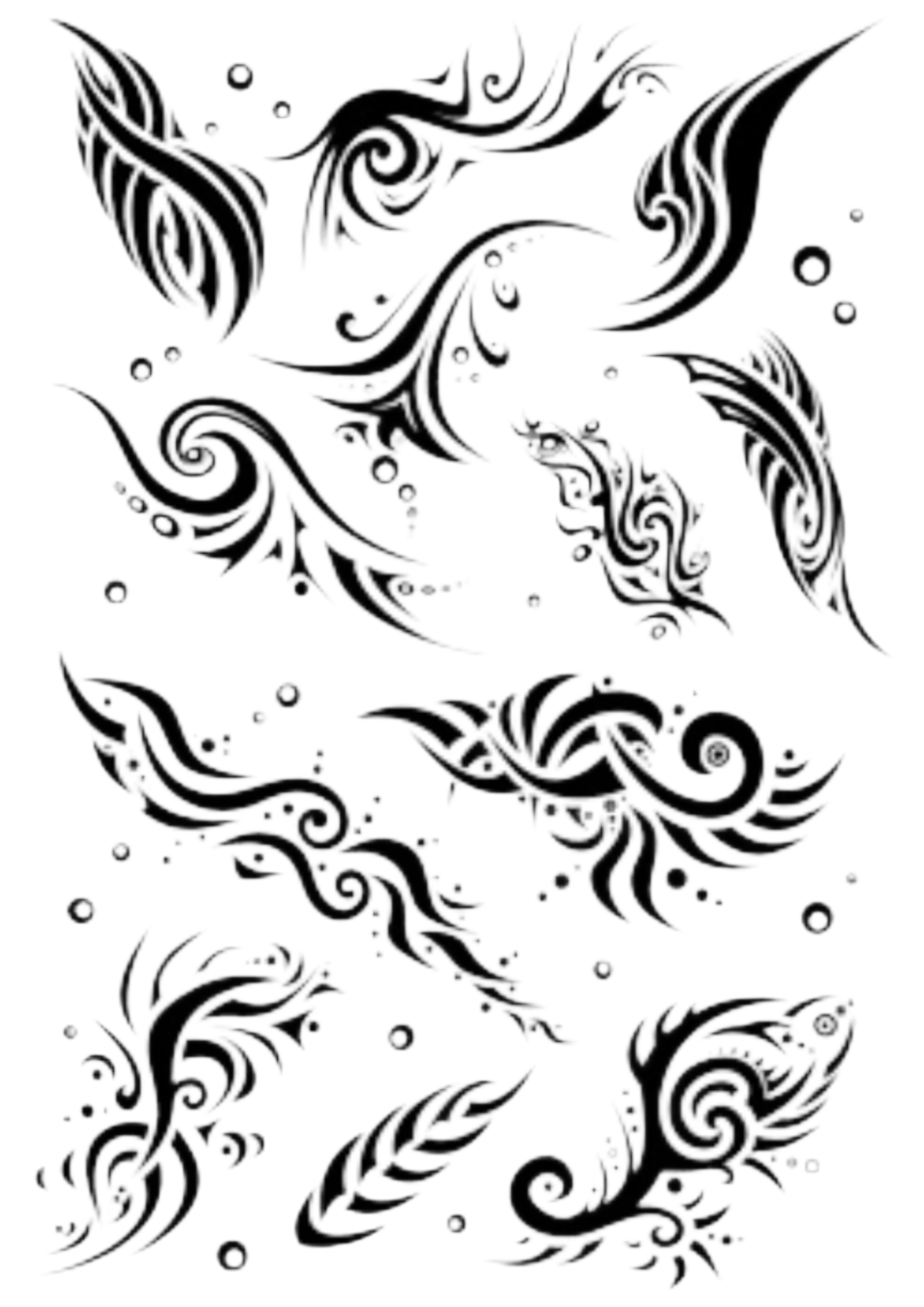 TeMaRo™ Flames of Tribal - Temporary Tattoo Sheet