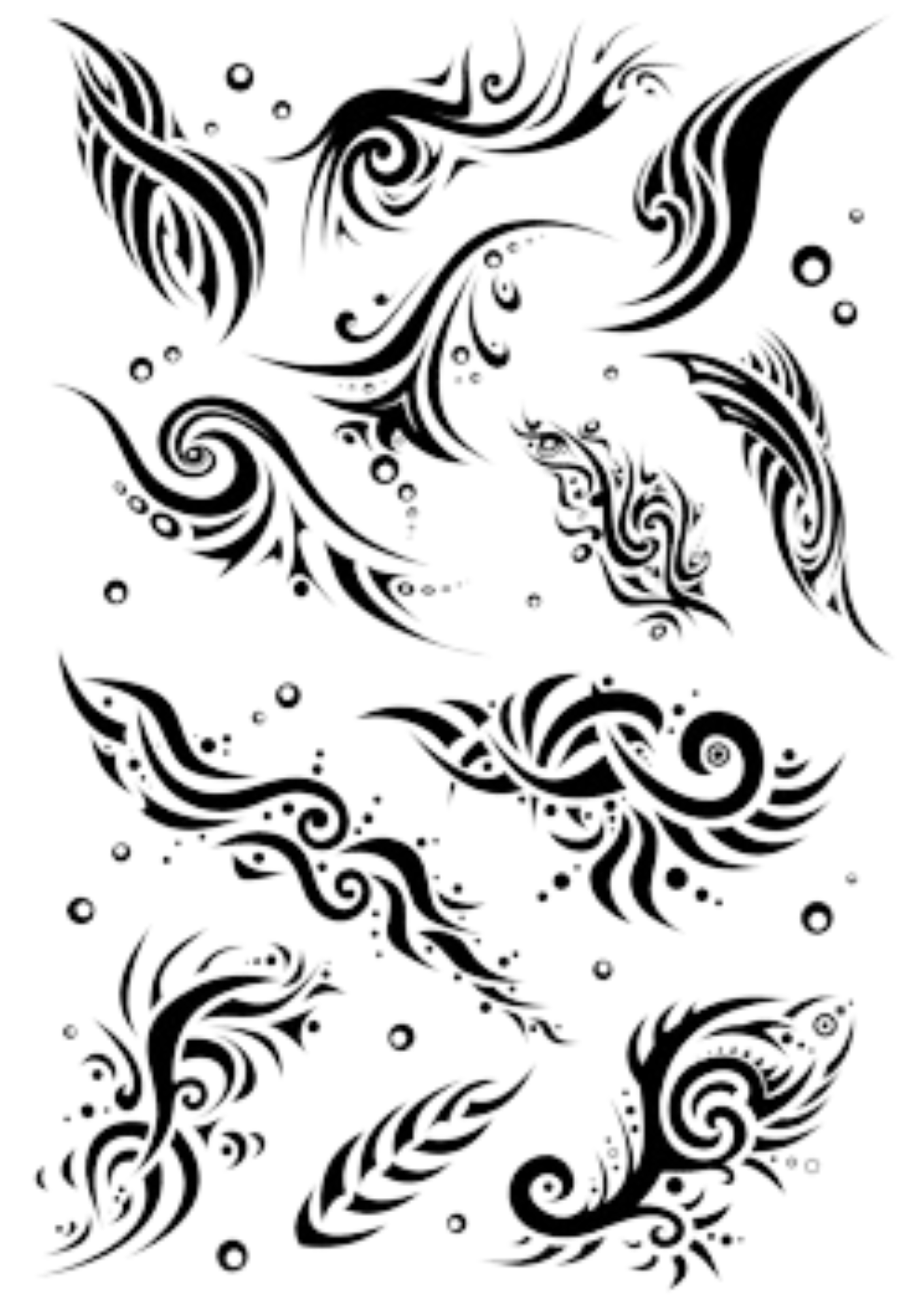 TeMaRo™ Flames of Tribal - Temporary Tattoo Sheet