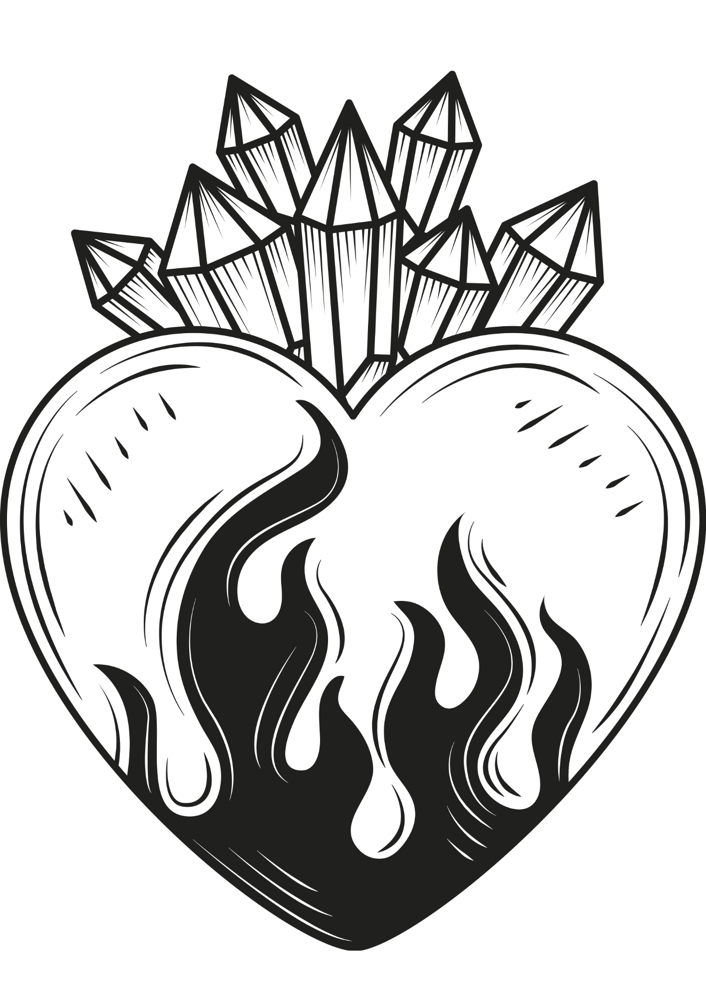 TeMaRo™ Flaming Heart Minimalist Tattoo