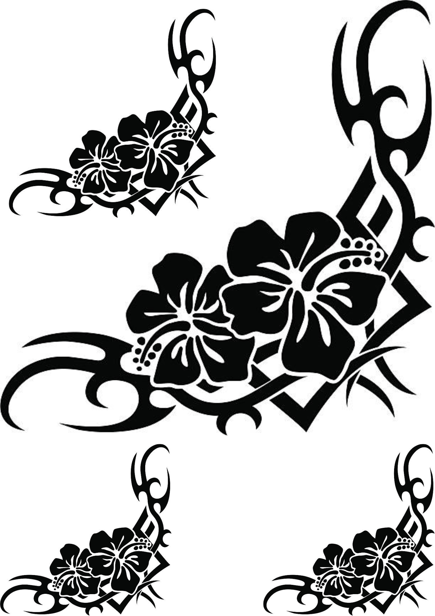 TeMaRo™ Floral Design Tattoo Stickers Sheet