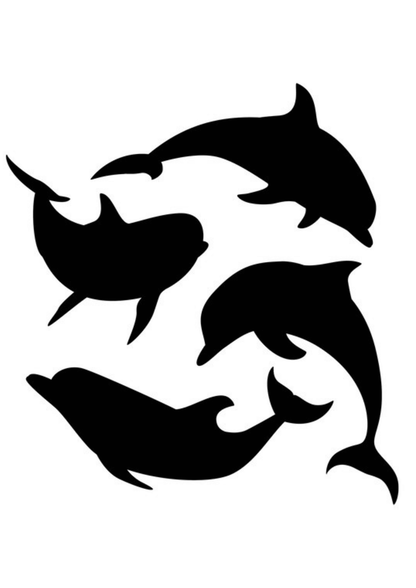 TeMaRo™ Four Tatts Tattoo with Dolphins