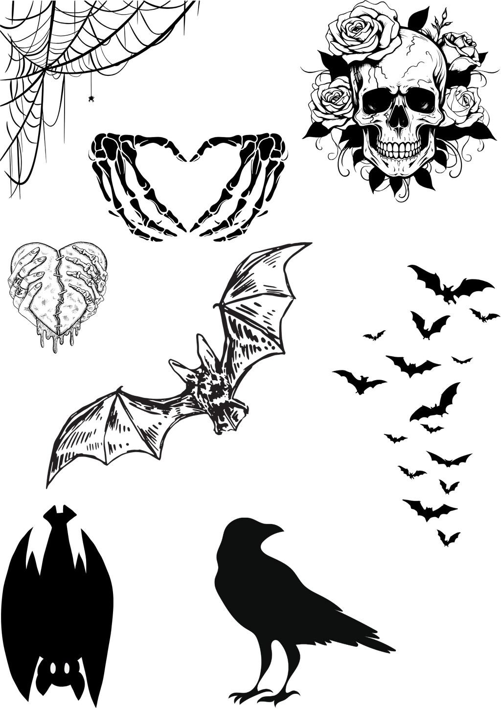 TeMaRo™ Goth Tattoos Birds Forearm