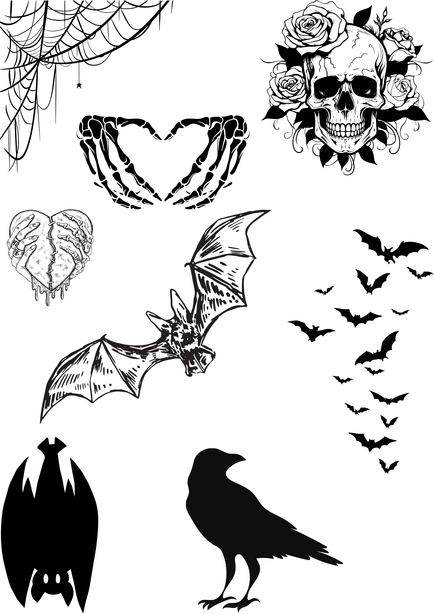 TeMaRo™ Goth Tattoos Birds Forearm