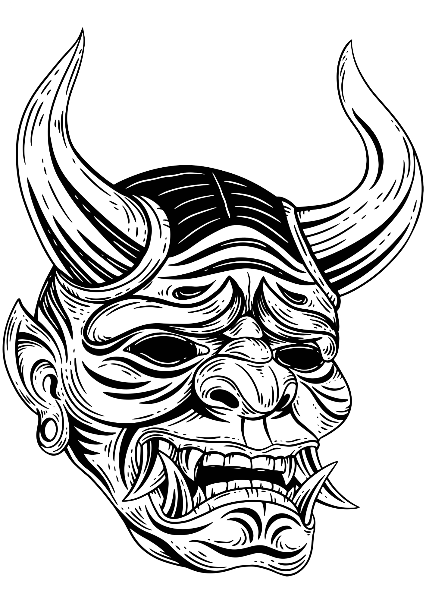 TeMaRo™ Japanese Demon Mask Tattoo