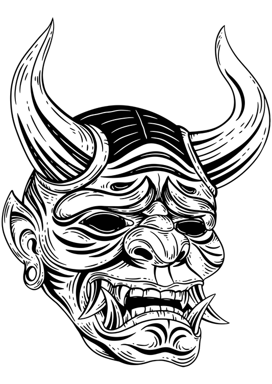 TeMaRo™ Japanese Demon Mask Tattoo