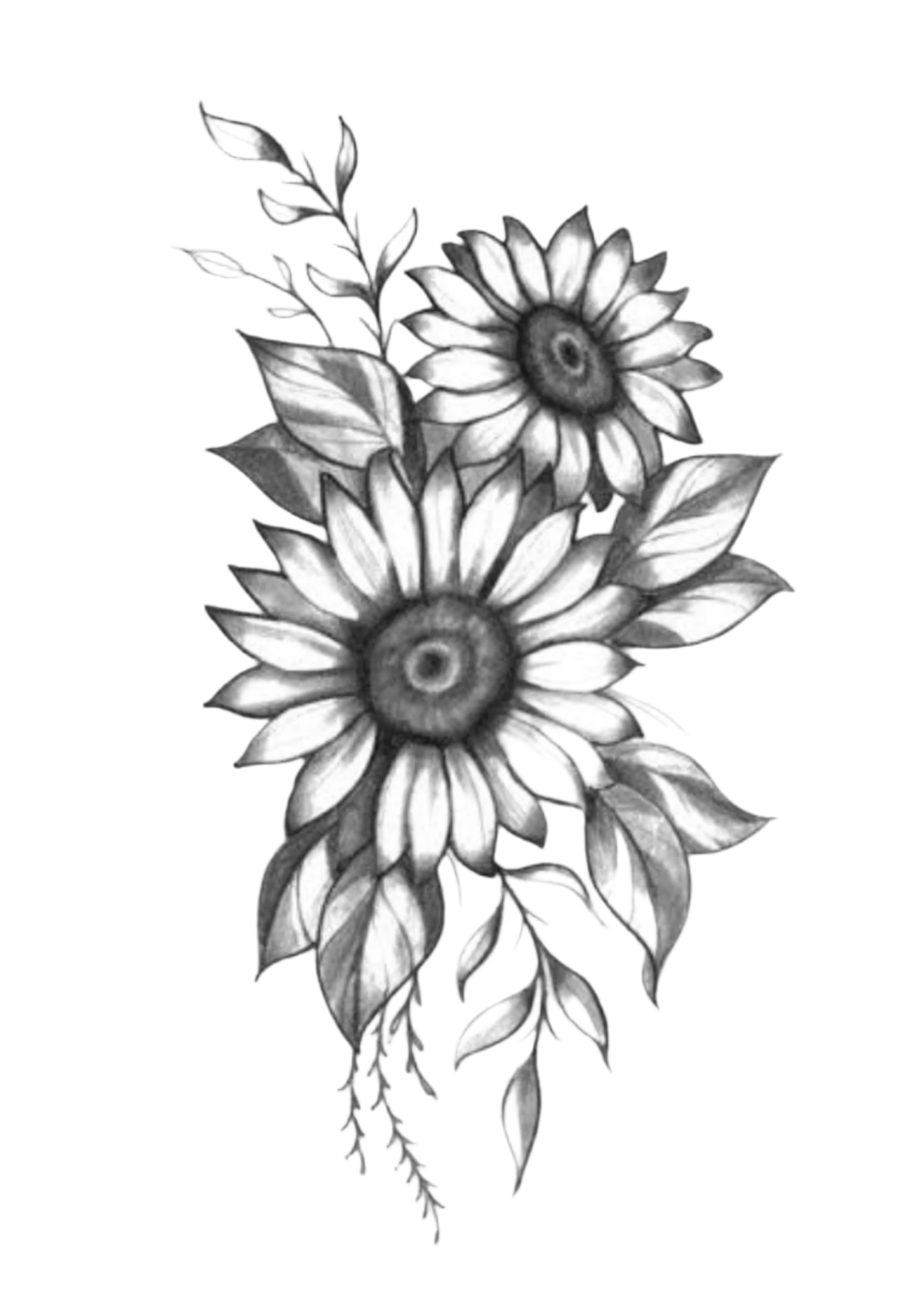 TeMaRo™ Ladies Tattoo Design on Leg - Sunflower