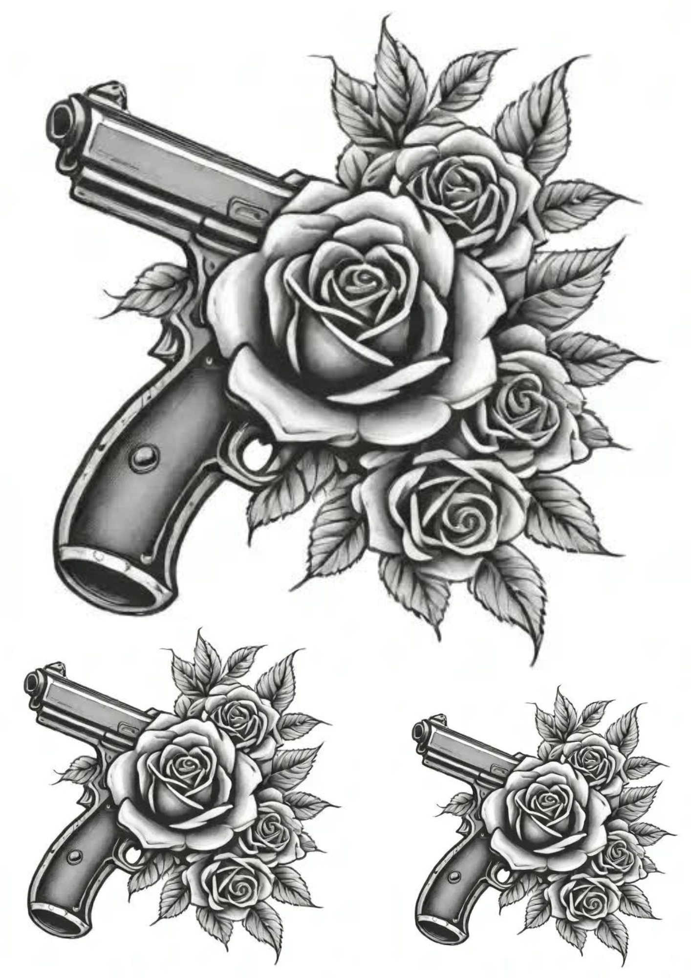 TeMaRo™ Leg Tattoos Guys - Guns and Roses