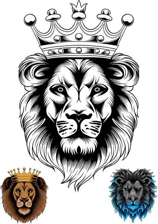 TeMaRo Lion with Crown Tattoo Sticker