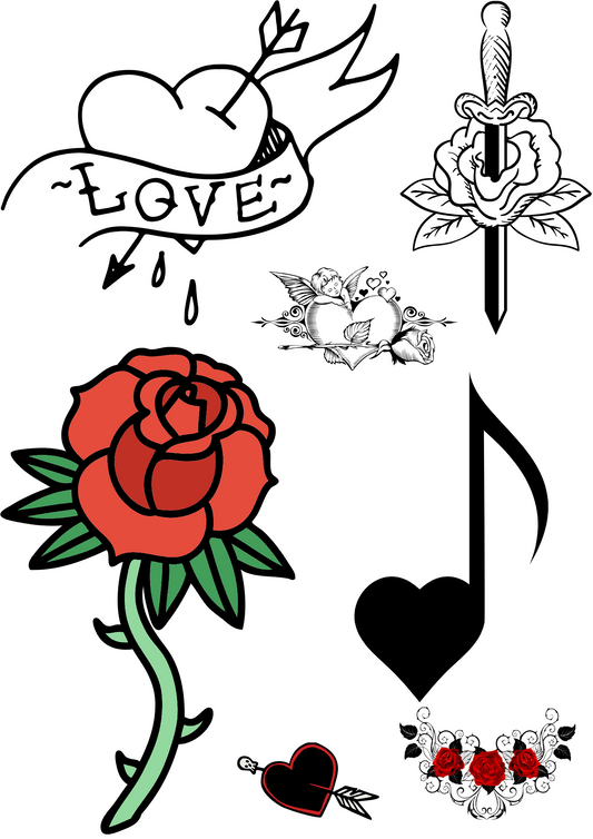 TeMaRo Love Half Sleeve Temporary Tattoos