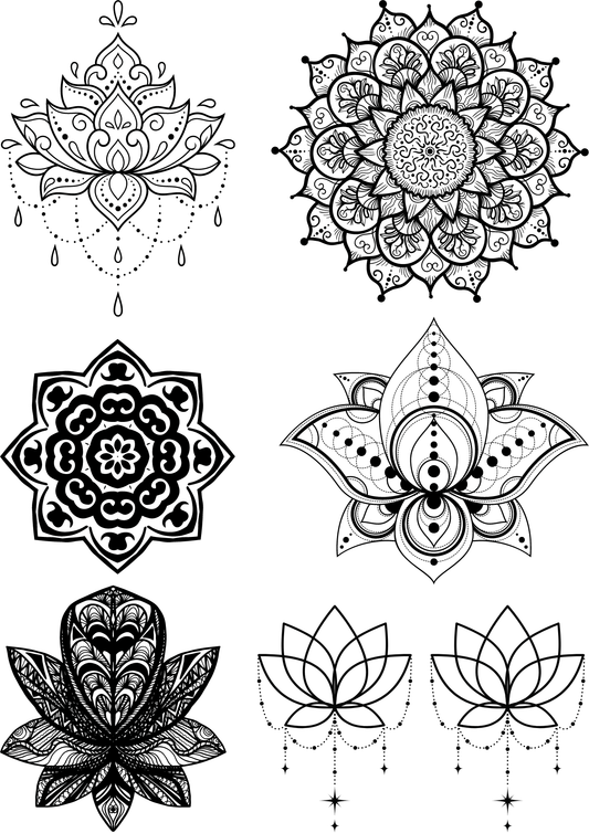 TeMaRo™ Mandala Tattoo Lotus Flower