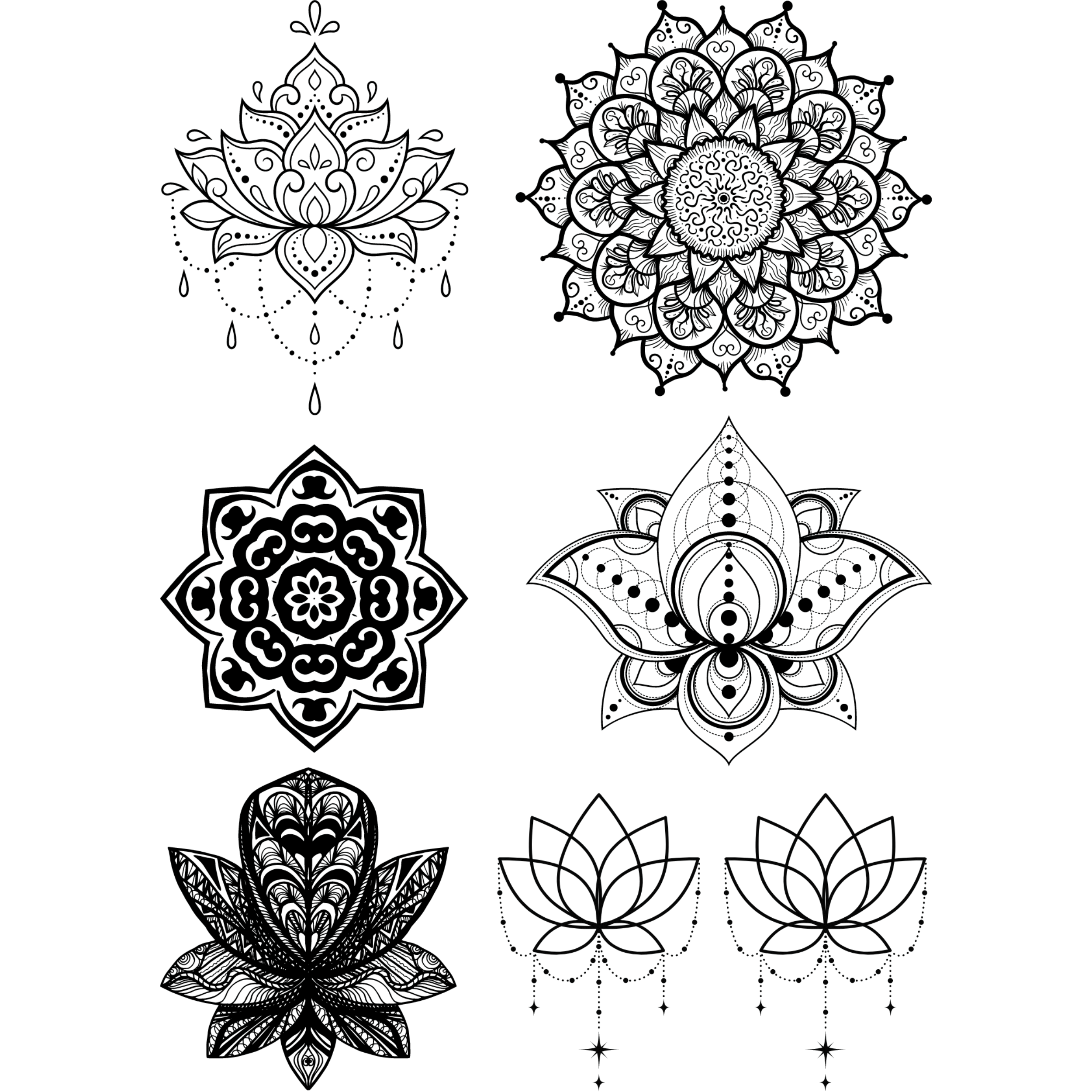 TeMaRo™ Mandala Tattoo Lotus Flower