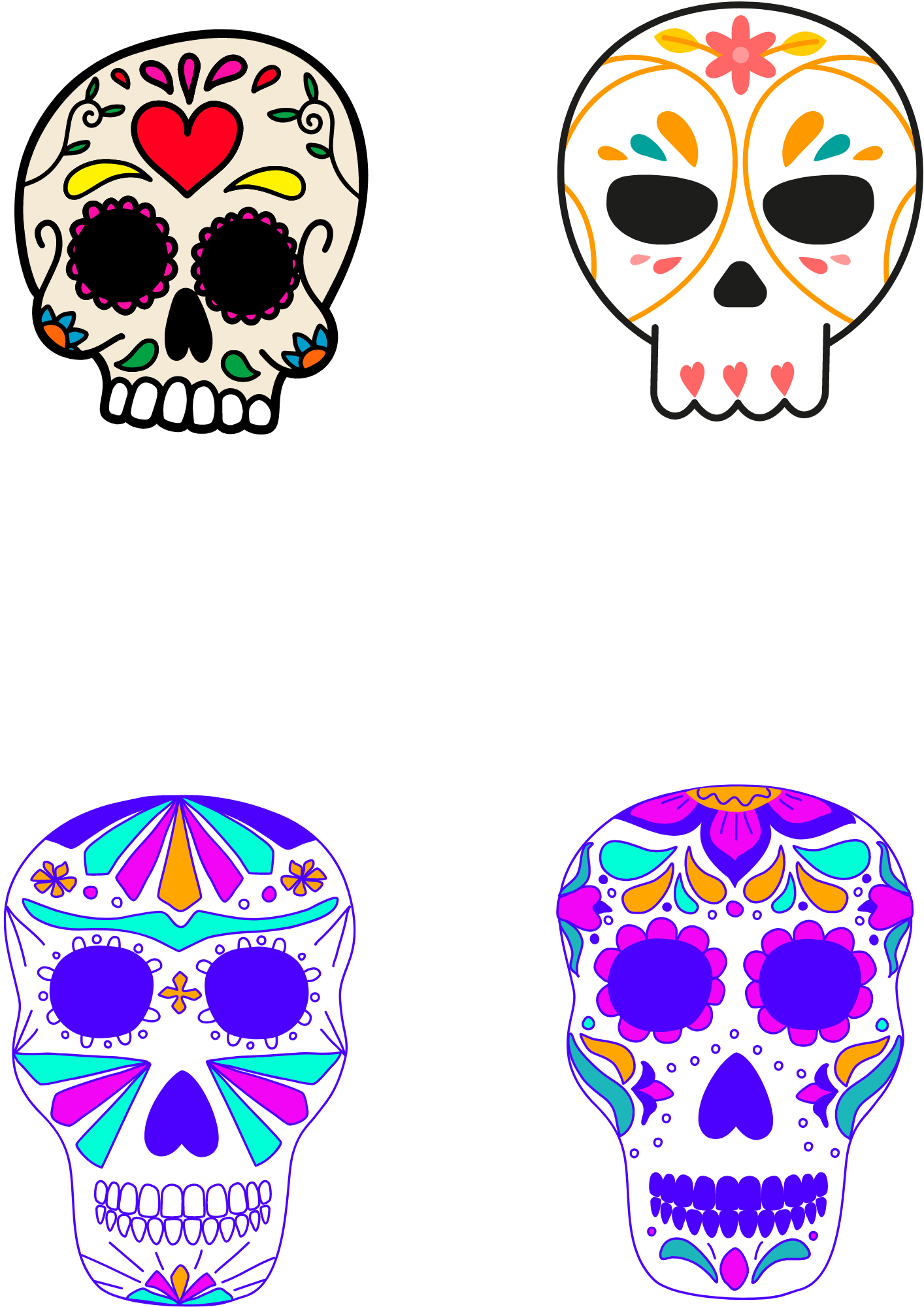 TeMaRo™ Mexican Skull Tattoo Simple