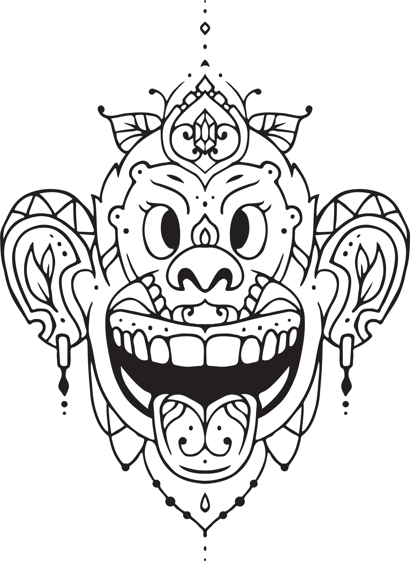 TeMaRo™ Monkey Tattoo Design Mandala