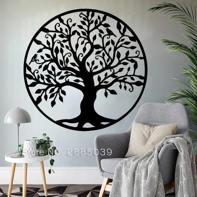 TeMaRo™ Navy Vinyl Sticker Printing - Tree of Life Wall Decor (30cmX30cm)