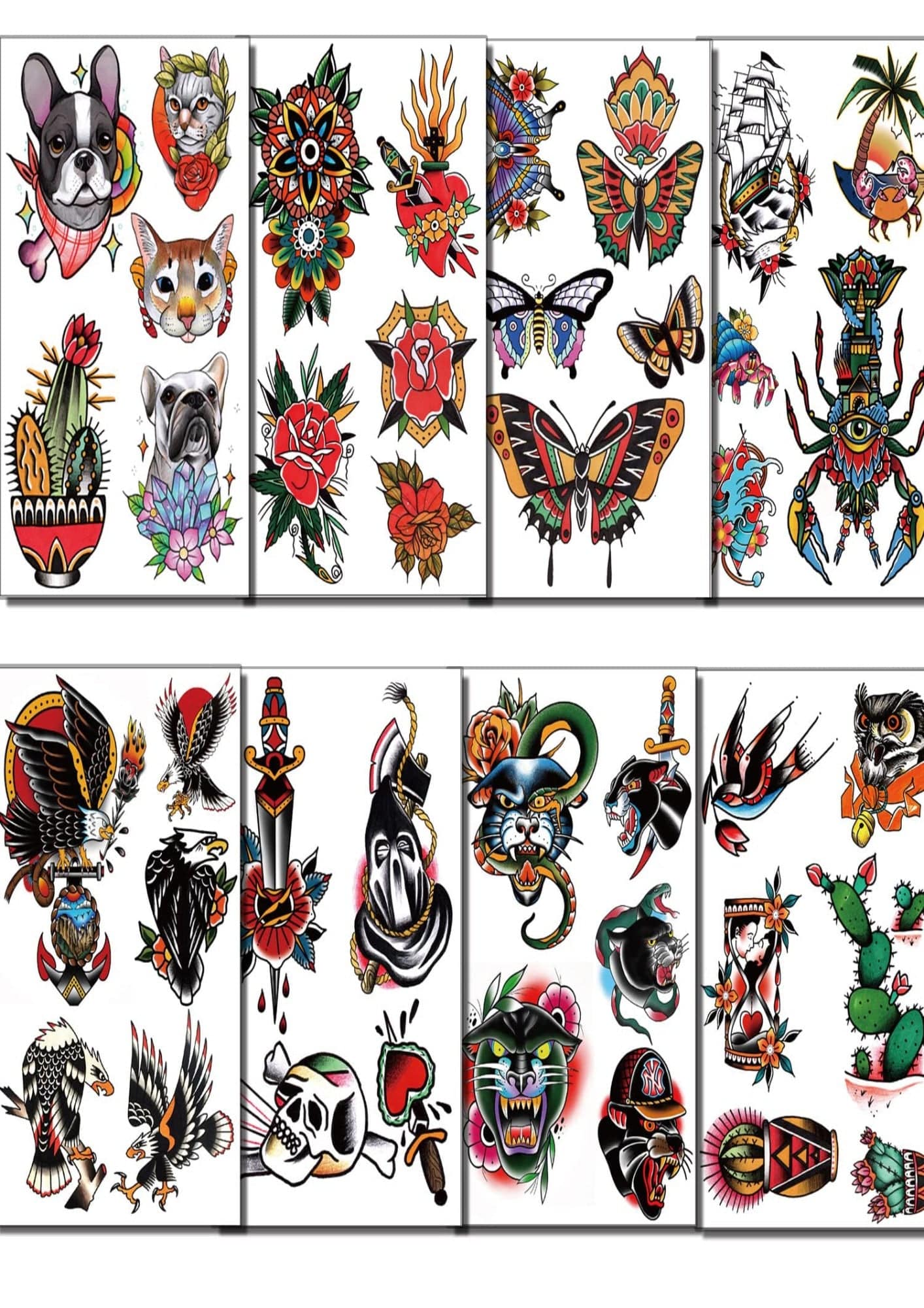 TeMaRo™ Old School Tattoos Stickers Colorful Vintage