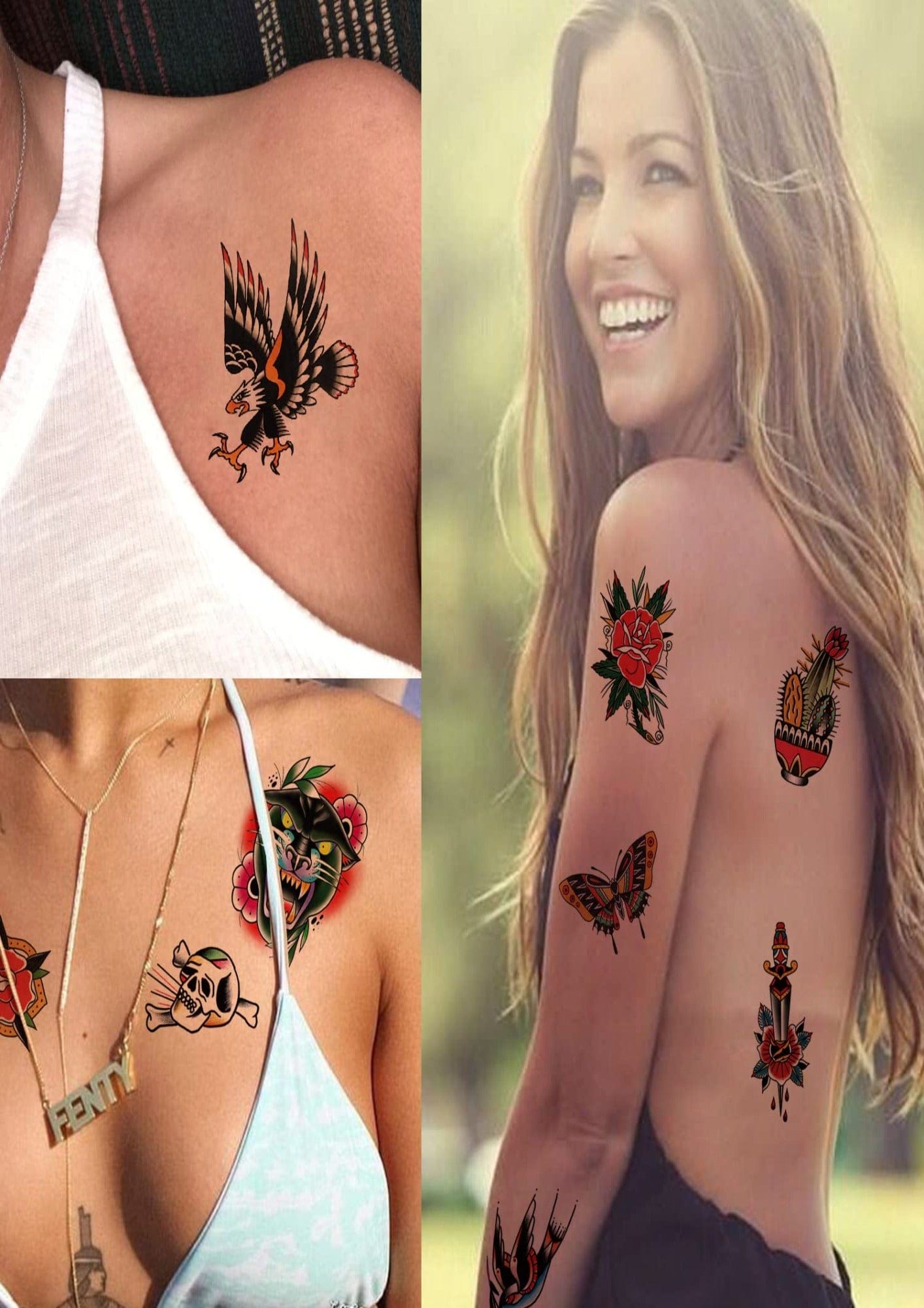 TeMaRo™ Old School Tattoos Stickers Colorful Vintage