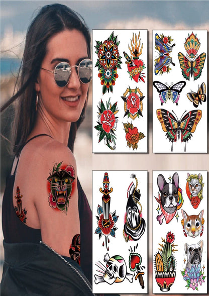 TeMaRo™ Old School Tattoos Stickers Colorful Vintage