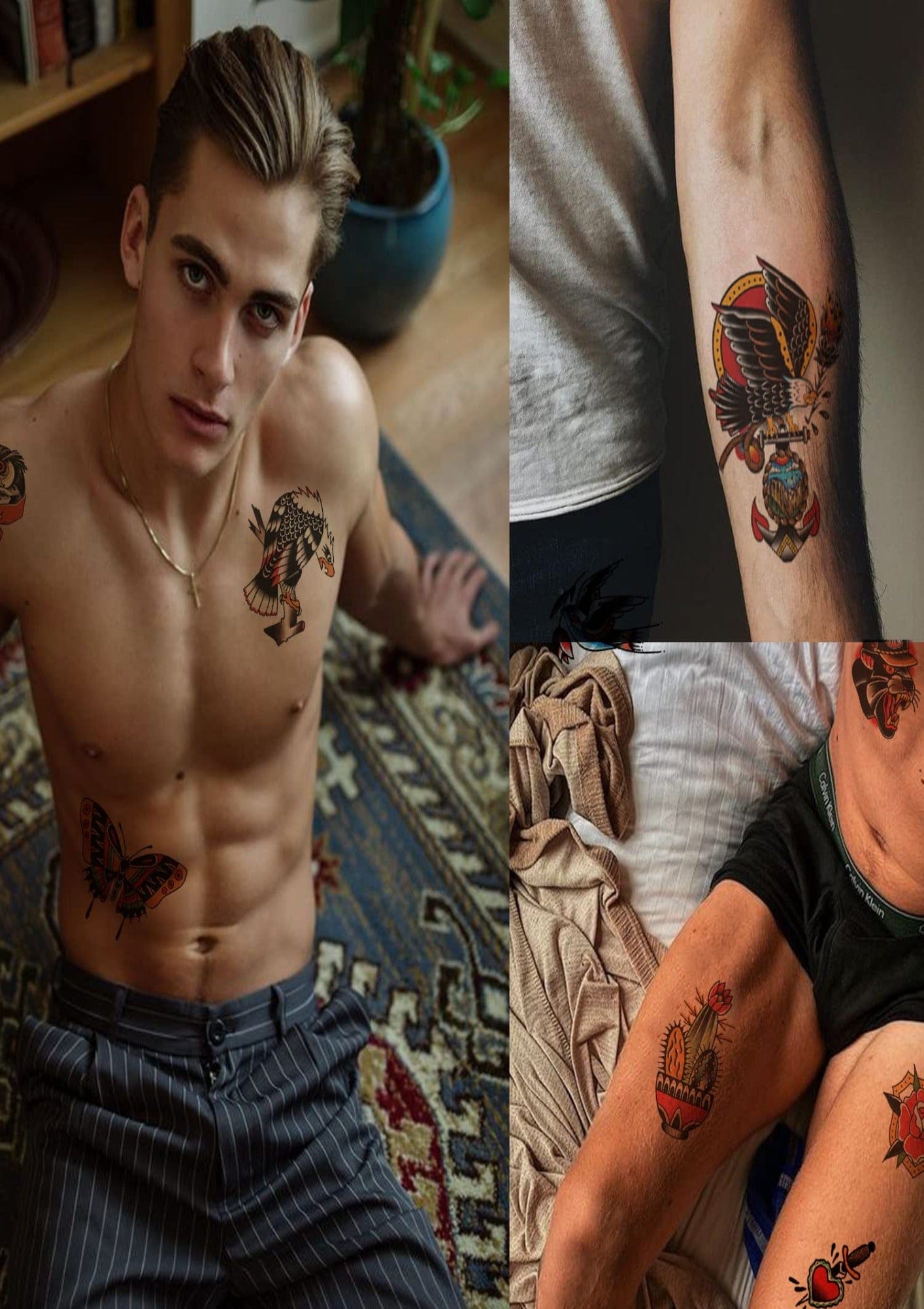 TeMaRo™ Old School Tattoos Stickers Colorful Vintage