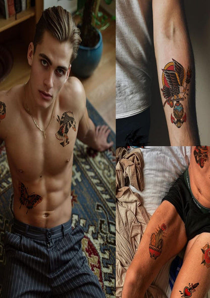 TeMaRo™ Old School Tattoos Stickers Colorful Vintage