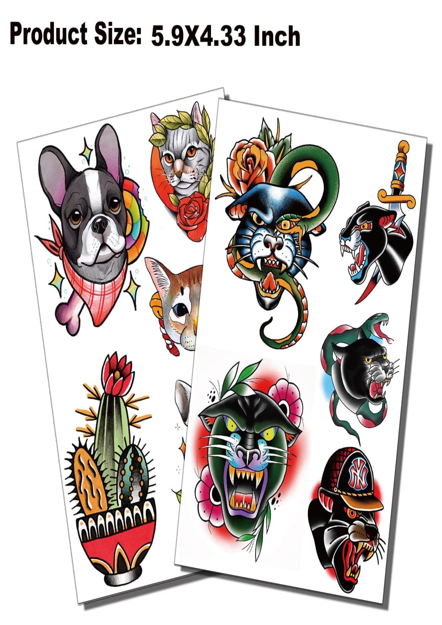 TeMaRo™ Old School Tattoos Stickers Colorful Vintage