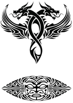 TeMaRo™ Pec Tattoo Ideas Set (2 Tattoos) Dragon Tribal