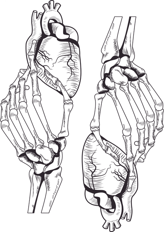 TeMaRo™ Realistic Heart and Skeleton Hand Tattoo