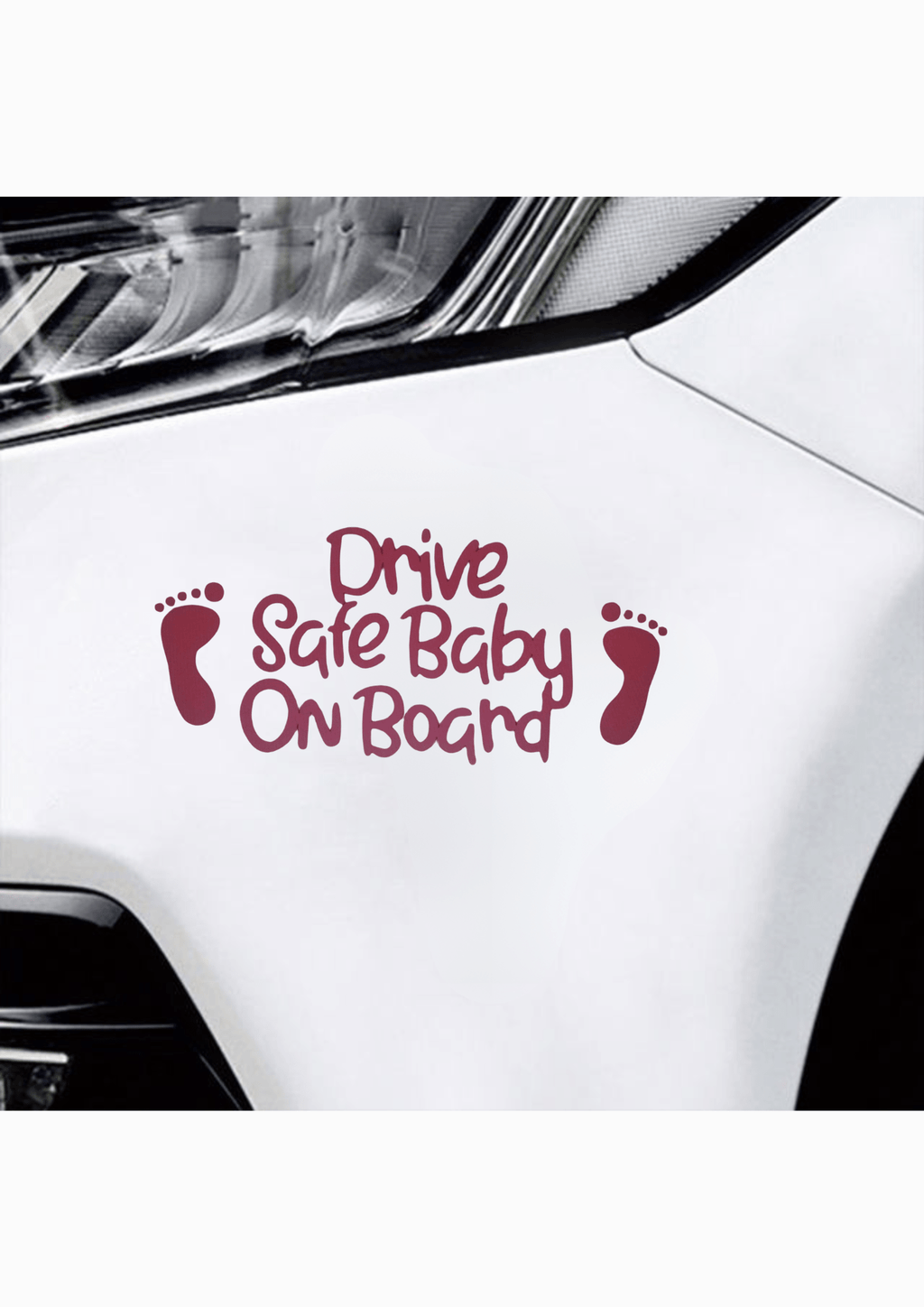 TeMaRo™ Red Drive Safe Baby On Board  - Vehicle Decal (24.49X11.43cm)