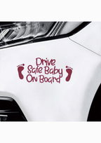 TeMaRo™ Red Drive Safe Baby On Board  - Vehicle Decal (24.49X11.43cm)