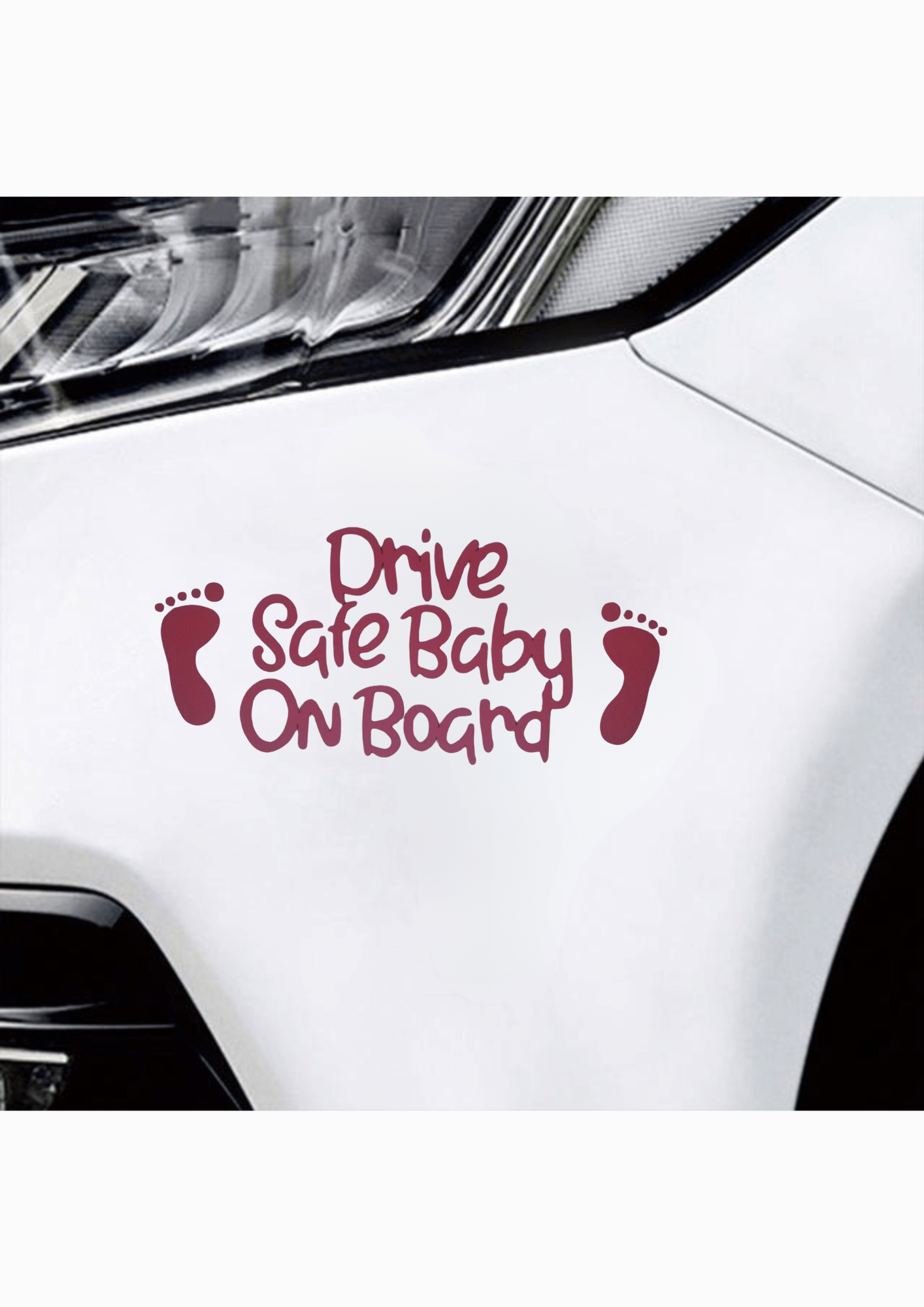 TeMaRo™ Red Drive Safe Baby On Board  - Vehicle Decal (24.49X11.43cm)