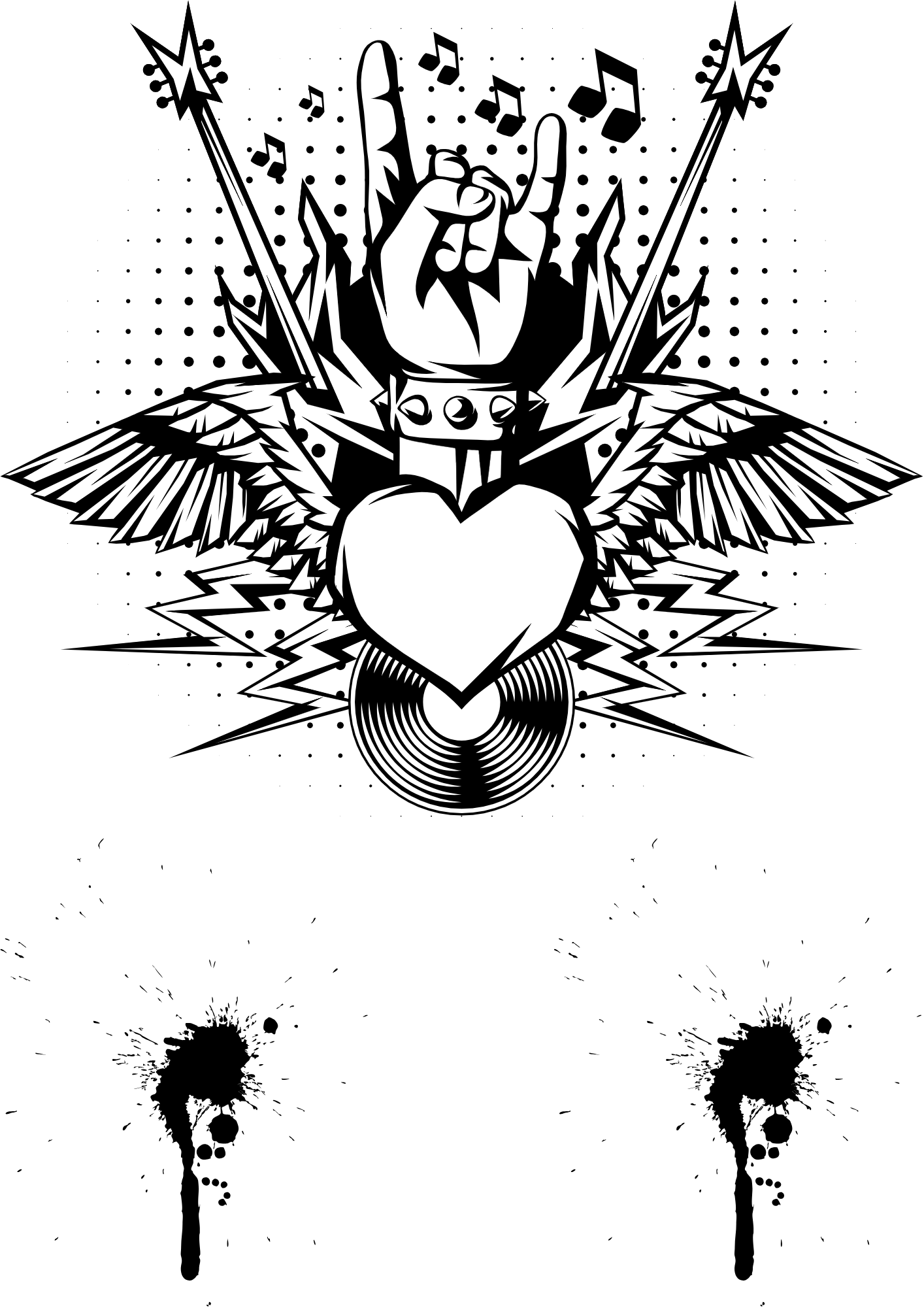 TeMaRo™ Rock and Roll Heart Tattoo