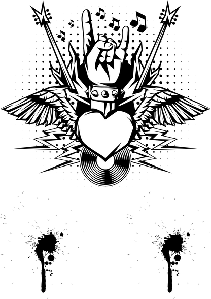 TeMaRo™ Rock and Roll Heart Tattoo