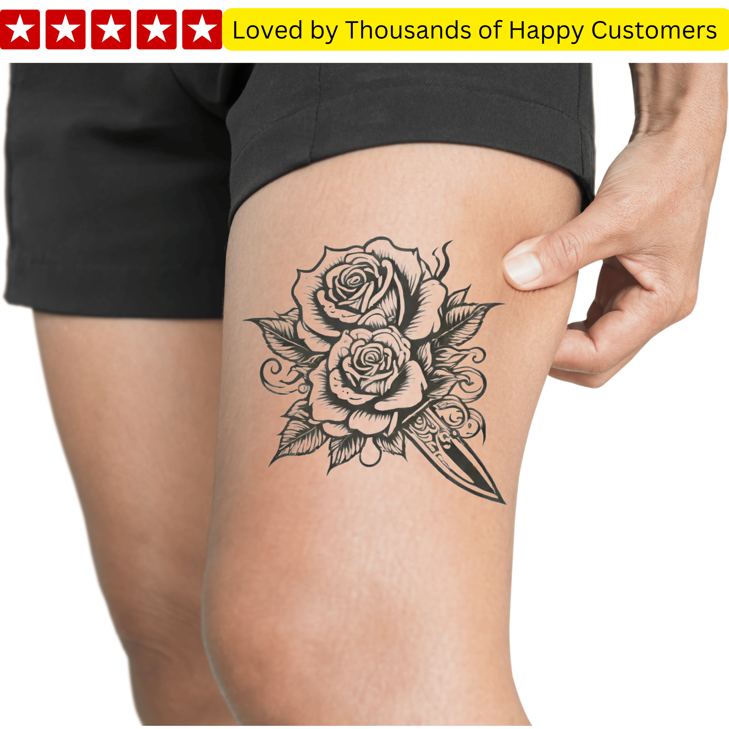 TeMaRo™ Rose on Hand Tattoos Men
