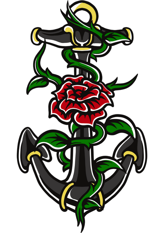 TeMaRo™ Rose Tattoo Anchor Design