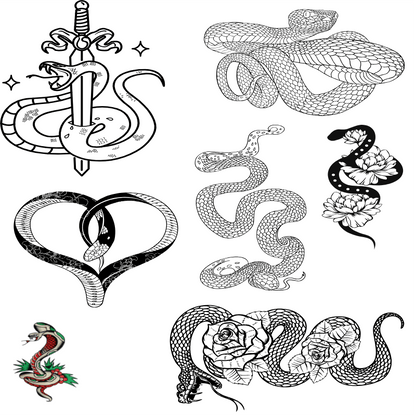 TeMaRo Roses and Snake Tattoo Sticker