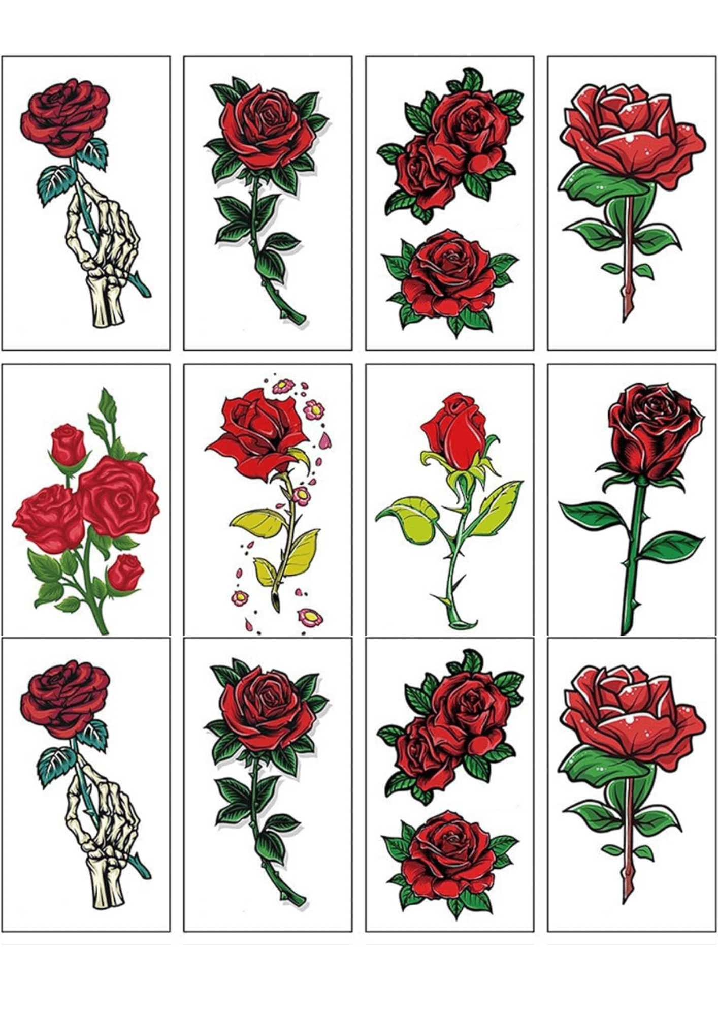 TeMaRo™ Roses Tattoo Sheet for Ladies