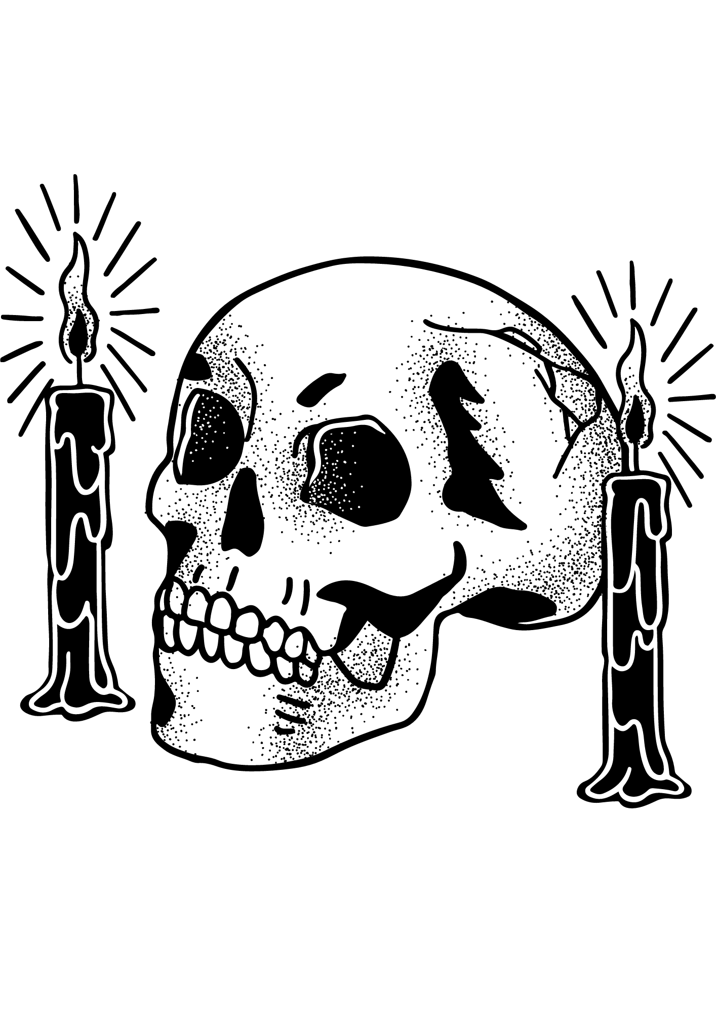 TeMaRo™ Russian Vintage Skull and Candles Tattoo