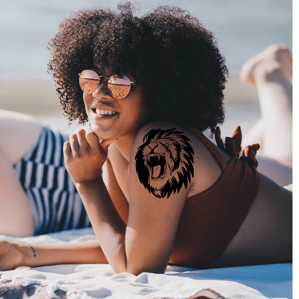 TeMaRo Semi Permanent Fake Tattoo Stickers Lions