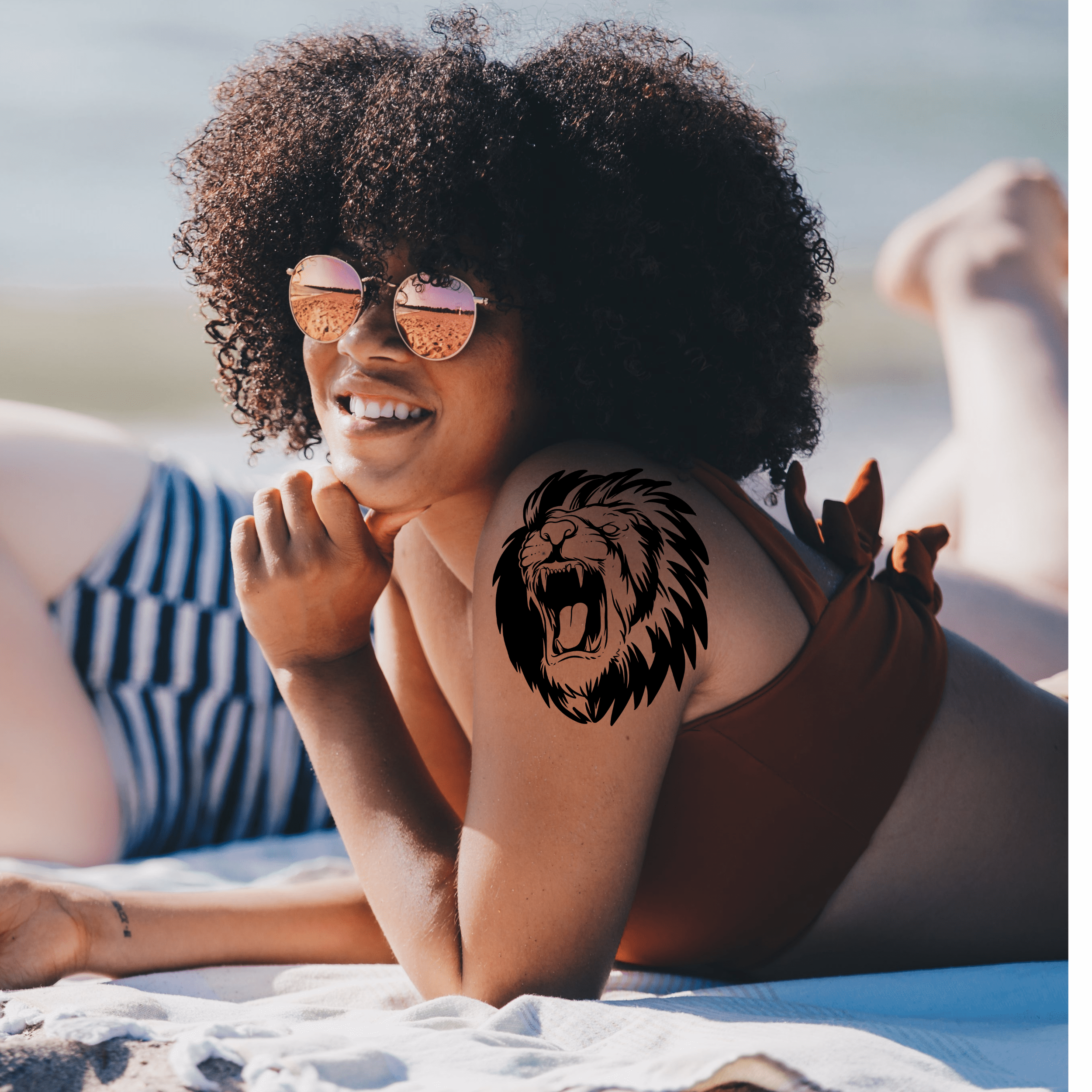 TeMaRo Semi Permanent Fake Tattoo Stickers Lions